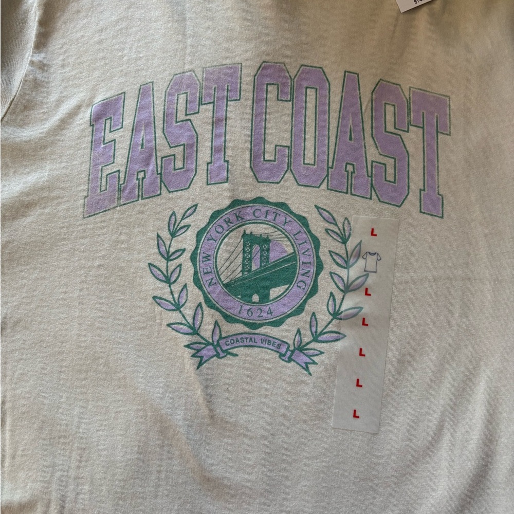 Old Navy East Coast Graphic Tee - Cream and Purple